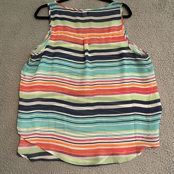 Torrid Sheer Tank Top Women's 0 (Large) Pullover Pocket Bright Stripes Blouse - Picture 4 of 7